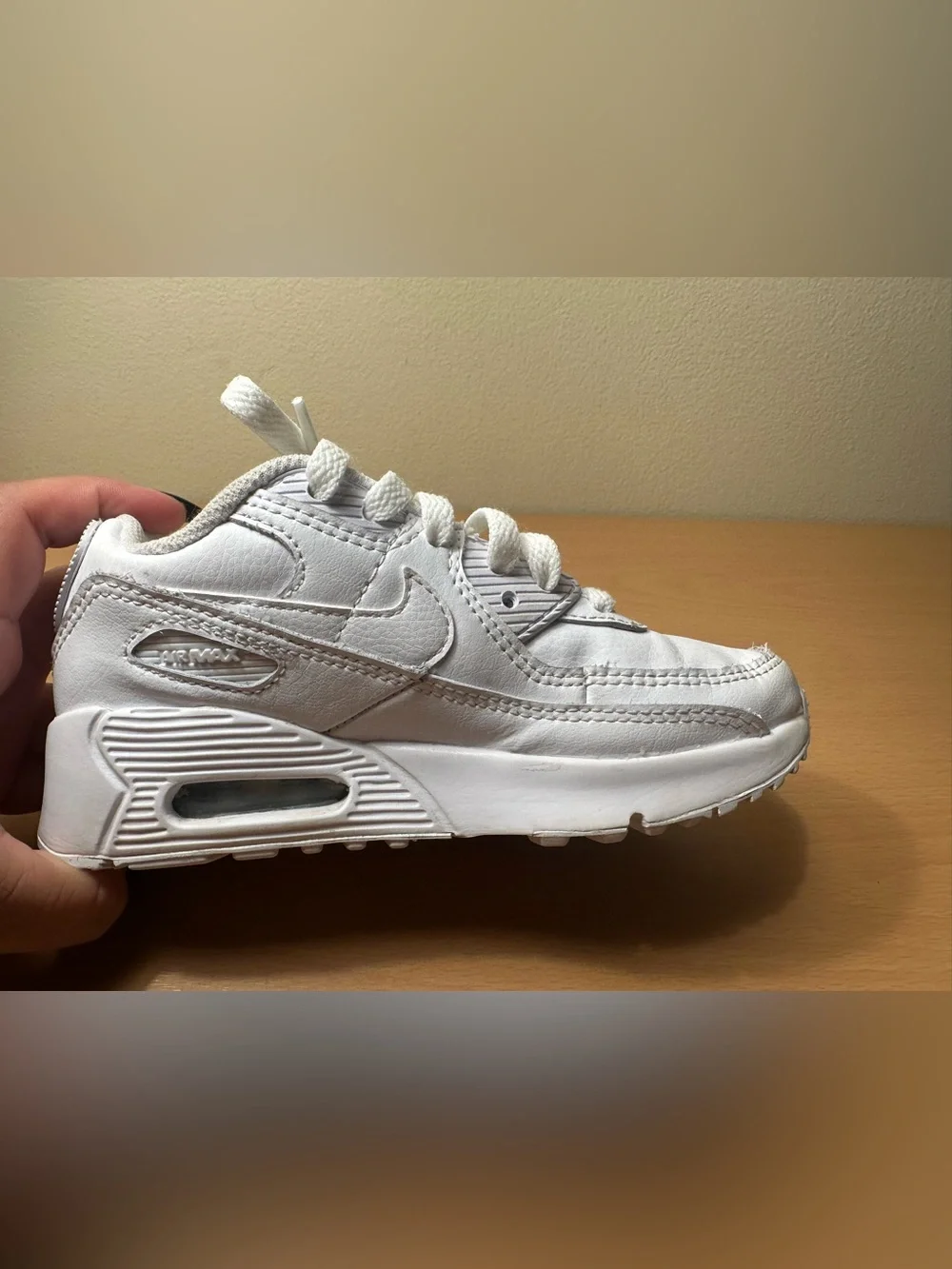 Nike Air Max 90 Triple White Unisex Kids Shoes Size 12.5C